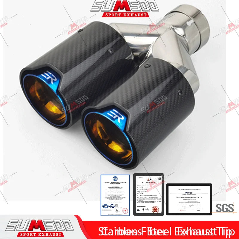 Embouts d'Échappement Double Fibre de Carbone SUMSOO - Universel M Performance