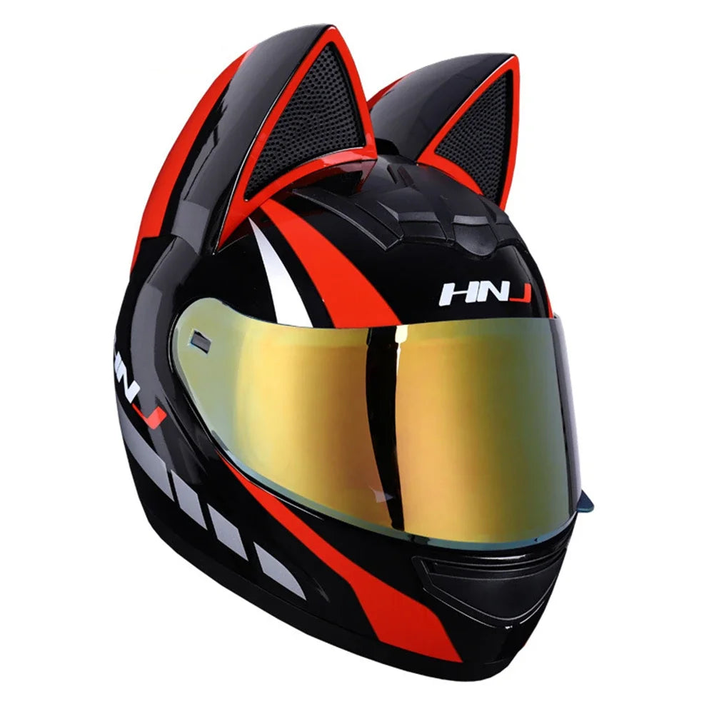 Casque Moto Intégral Oreilles de Chat - Certification DOT Femme Homme