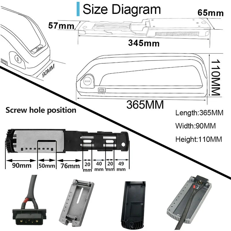 Batterie Vélo Électrique Hailong 48V 20Ah - Cellules 21700 BMS 45A pour Moteur 1000W-1500W