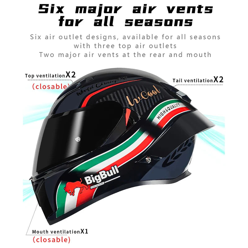Casque de Moto Intégral Double Visière DOT - Conqueror