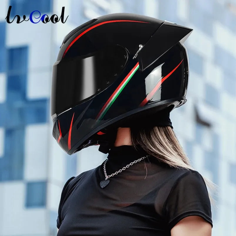 Casque Moto Intégral Certifié DOT - Protection Complète pour Motocross et Route