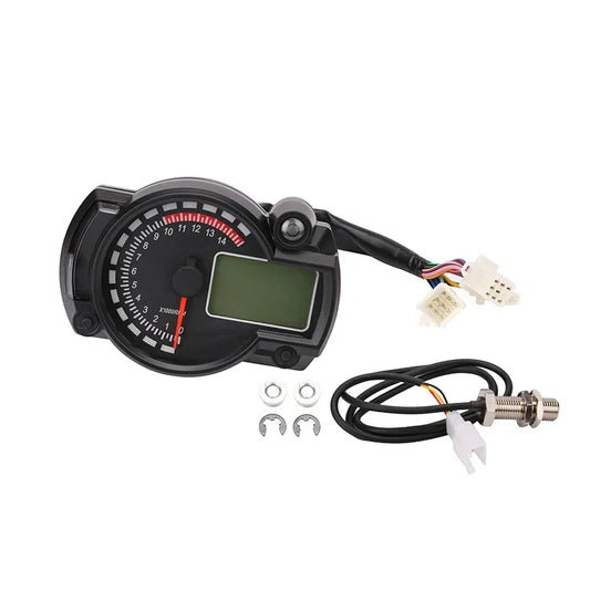 Compteur de Vitesse Moto Universel LCD LED 14000RPM - Indicateur Voltage Digital 90cc-250cc