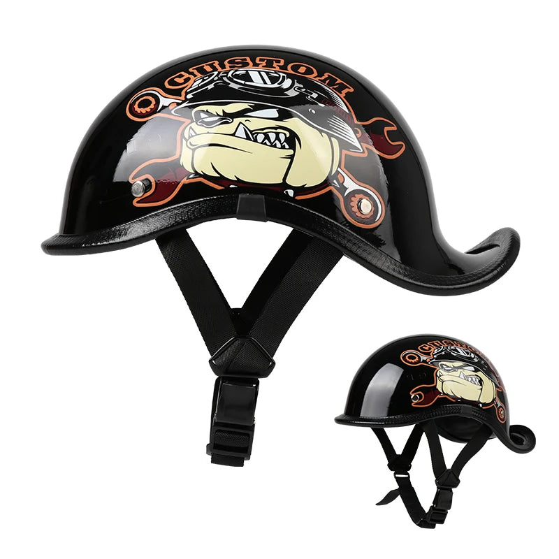 Casque Moto Demi-Jet VGV Rétro avec Lunettes - Scooter & Cruiser