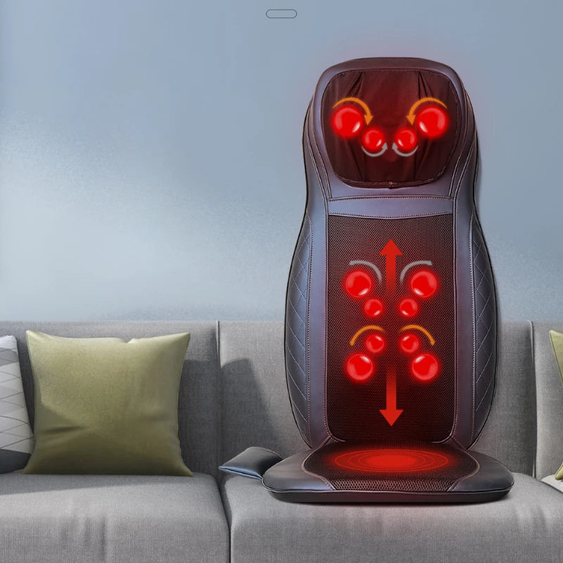 Coussin de Massage Électrique 3D Chauffant - Shiatsu Corps Complet pour Voiture et Maison