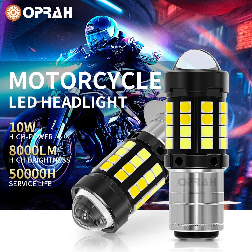 Phare LED P15D Bi-Couleur pour Moto et Scooter - Blanc/Ambre Feux de Route et Croisement