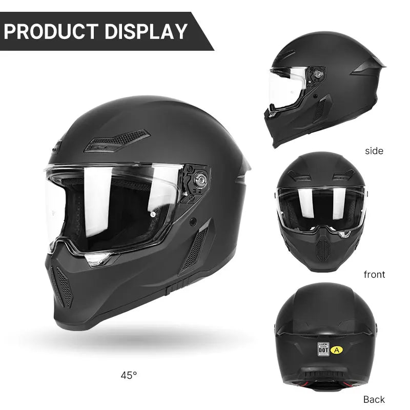 Casque Intégral KAESE Style Rétro - Certifié DOT, Look Open Face avec Sécurité Moderne