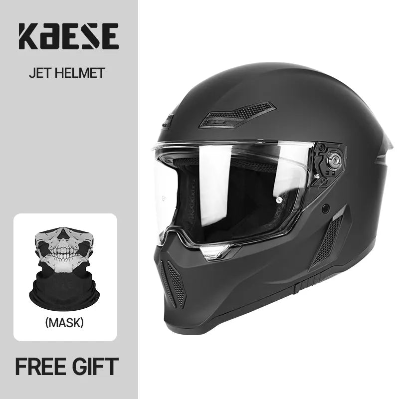 Casque Intégral KAESE Style Rétro - Certifié DOT, Look Open Face avec Sécurité Moderne