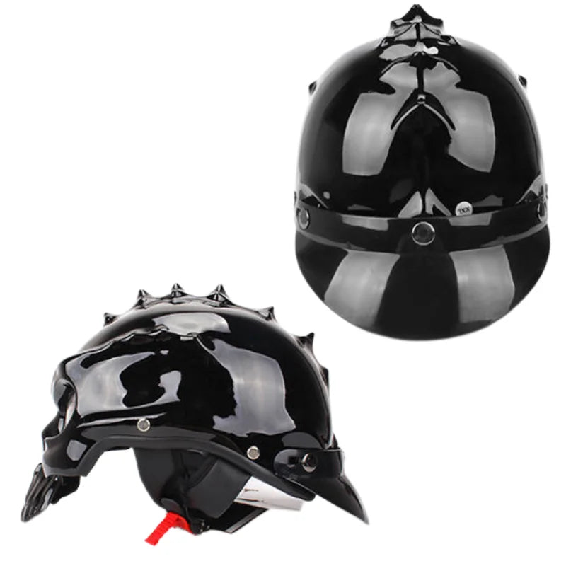 Casque Moto Rétro Demi-Jet Tête de Mort - Style Vintage