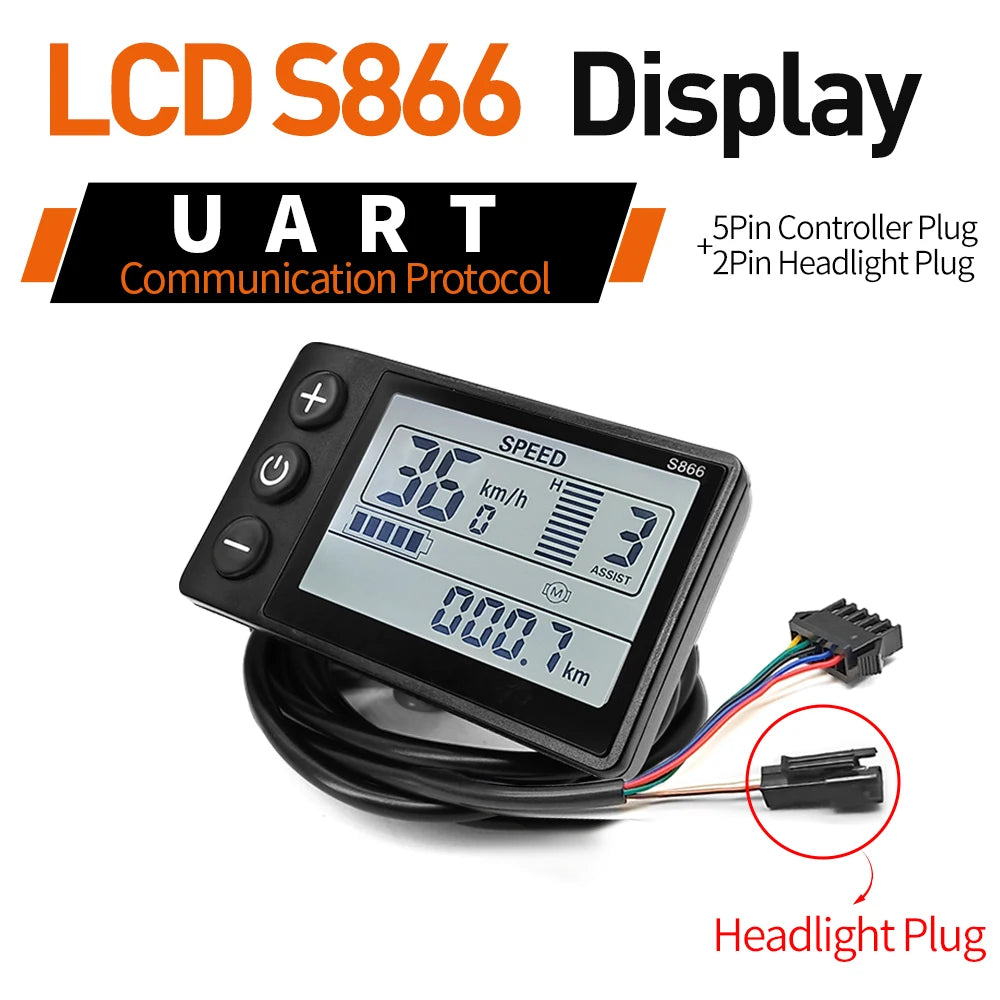Contrôleur Sinusoïdal pour Vélo Électrique 24V/36V/48V - LCD S866 - 350W-1000W