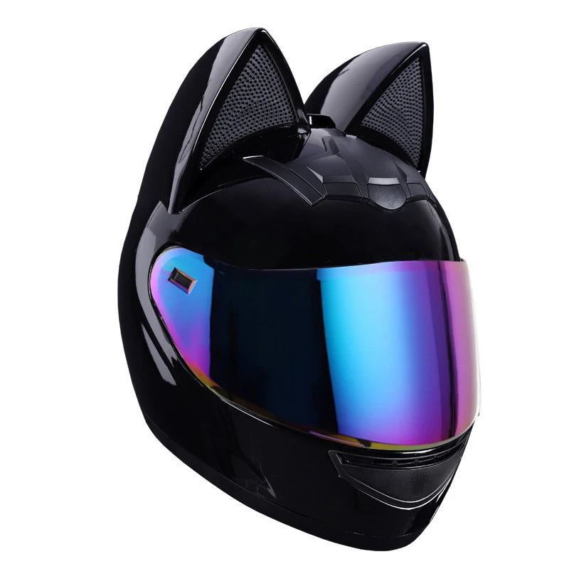 Casque Moto Intégral Oreilles de Chat - Certification DOT Femme Homme