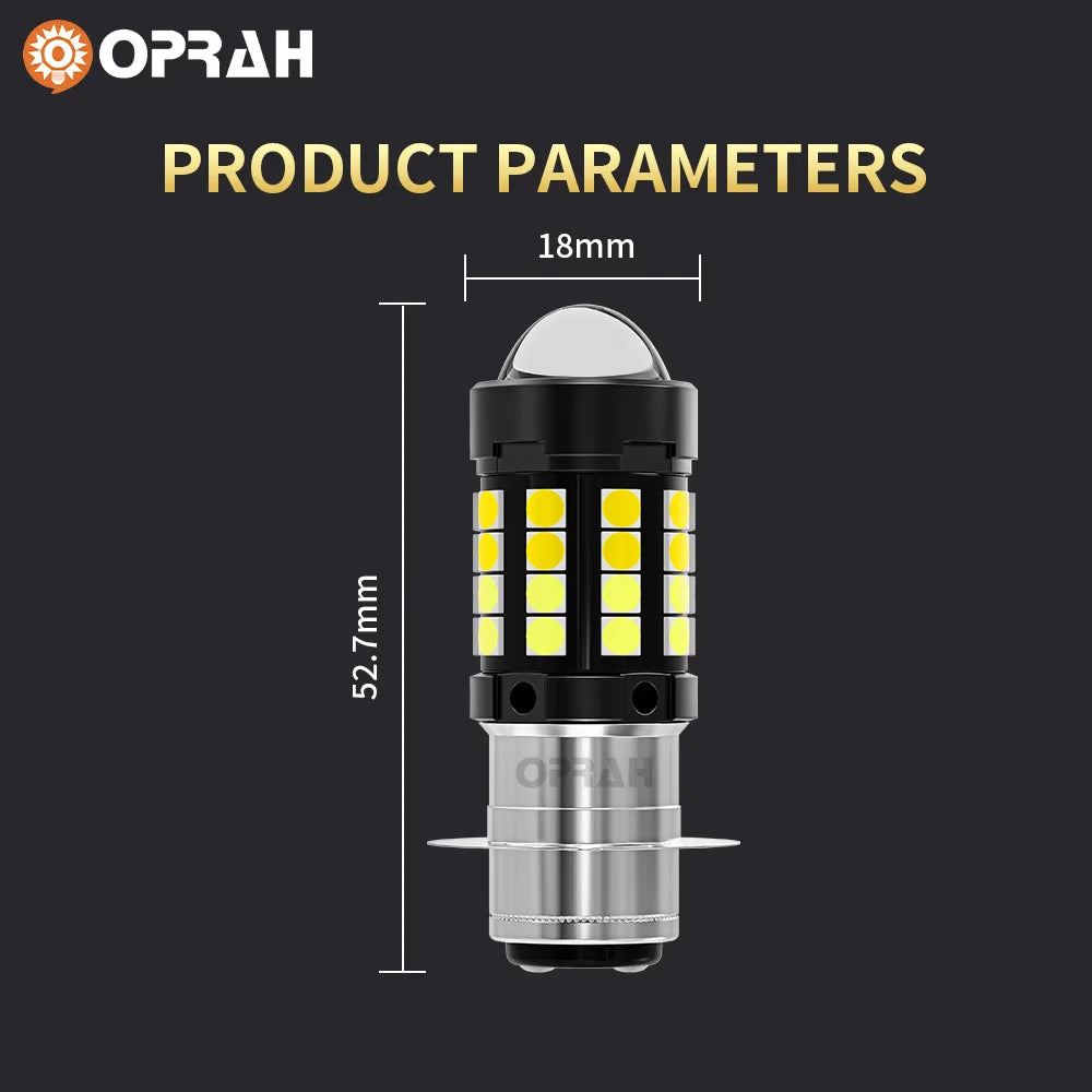 Phare LED P15D Bi-Couleur pour Moto et Scooter - Blanc/Ambre Feux de Route et Croisement