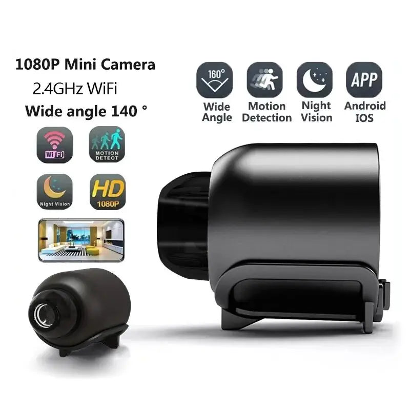 Caméra de Surveillance Sans Fil X5Mini 1080P - Vision Nocturne, Détection de Mouvement, Ultra Compacte