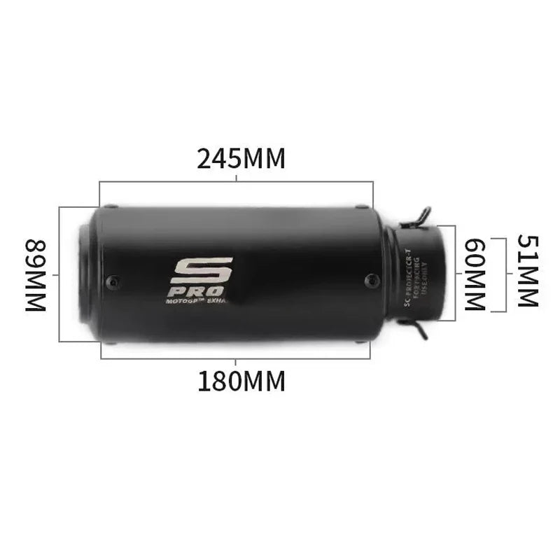 Silencieux universel 51/60mm pour moto de course Yamaha/Honda GP