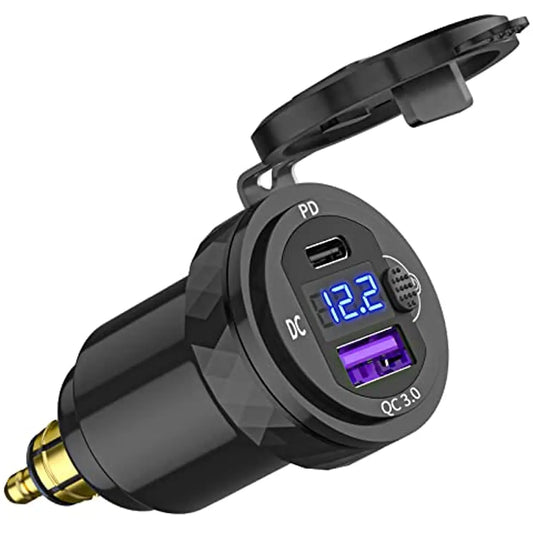 Chargeur USB-C PD 3.0 Prise DIN Hella - Adaptateur Moto BMW Ducati Triumph