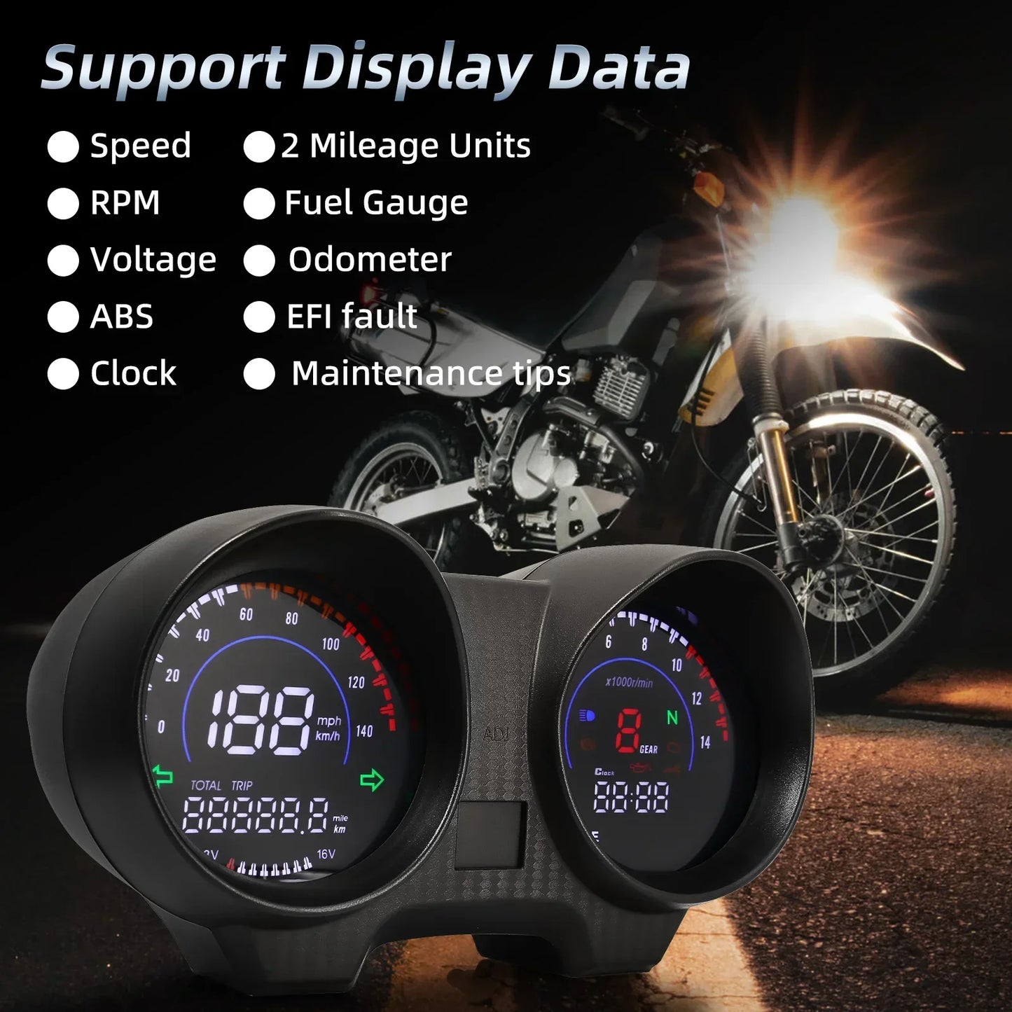 Compteur de Vitesse Numérique Moto - Tachymètre Odomètre Voltmètre pour Honda Titan 150 CG150 Fan150