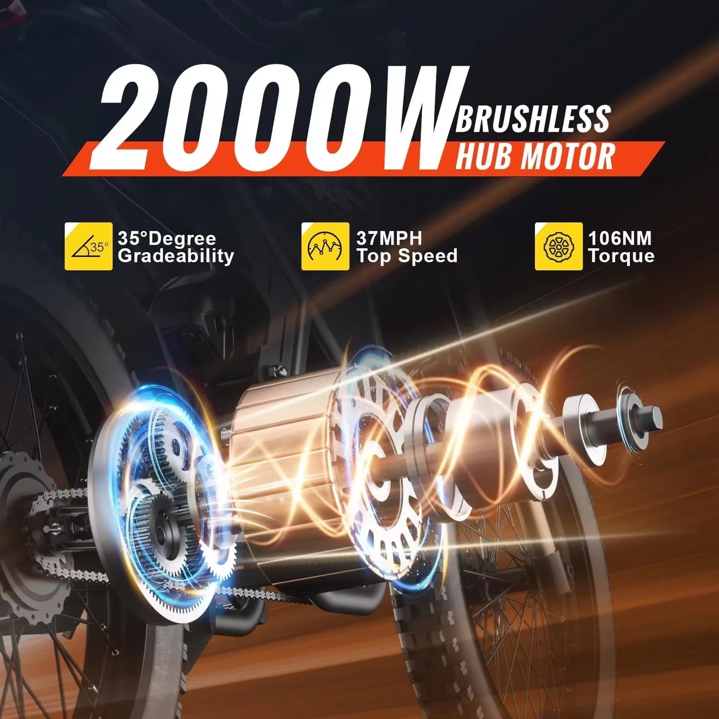 Vélo Électrique GT73 2000W Tout-Terrain - Moto Électrique Montagne - Pneus 25 Pouces - Double Batterie 36.4AH