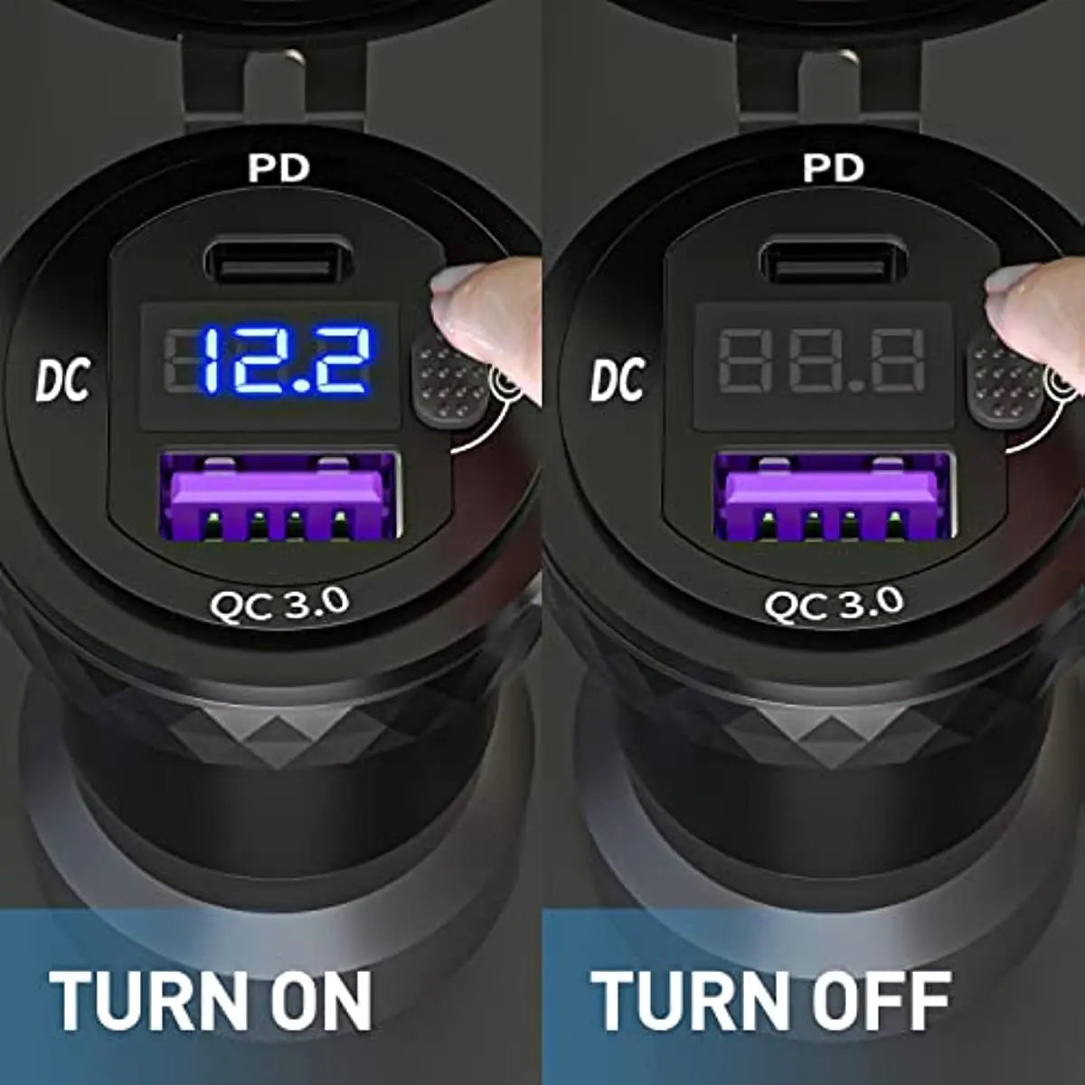 Chargeur USB-C PD 3.0 pour Moto BMW Ducati Triumph - Prise DIN Hella avec Voltmètre