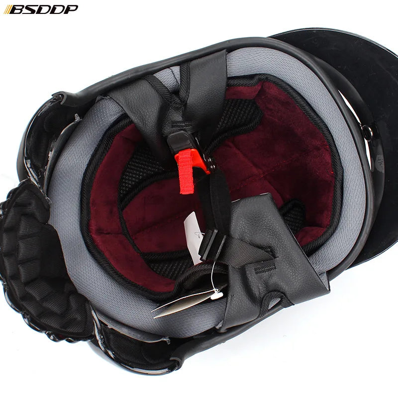 Casque Moto Rétro Demi-Jet Tête de Mort - Style Vintage