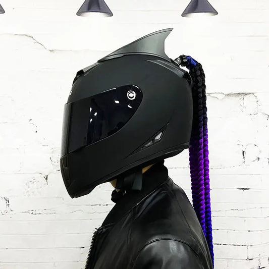 Casque de Moto Intégral avec Tresses Décoratives