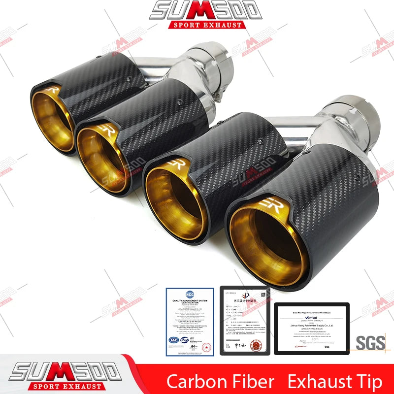 Embout d'Échappement Double Carbone + Inox - Sortie 63/93MM Performance M