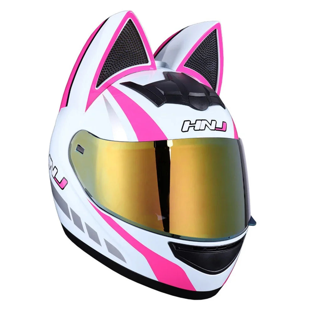 Casque Moto Intégral Oreilles de Chat - Certification DOT Femme Homme