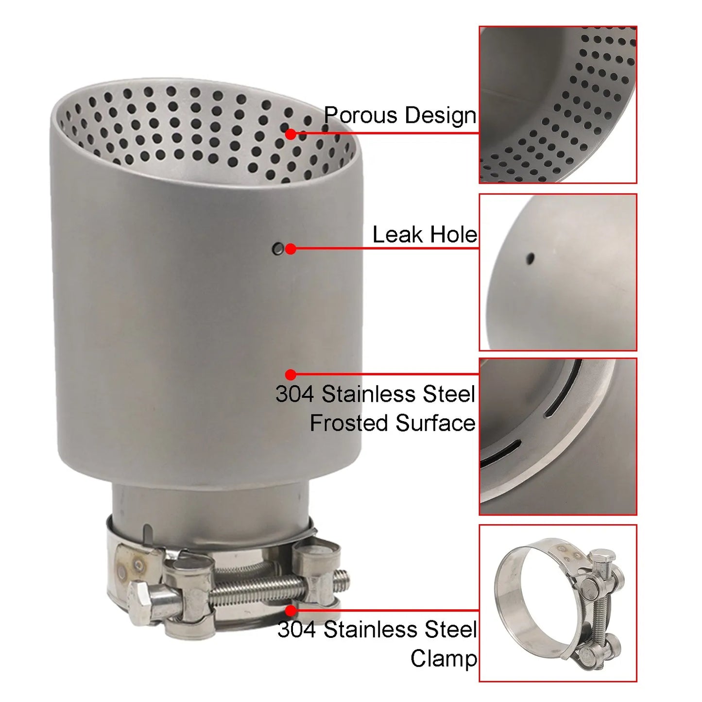 Embout d'Échappement Universel Silencieux Acier Inoxydable 63mm 76mm - Réduction Sonore