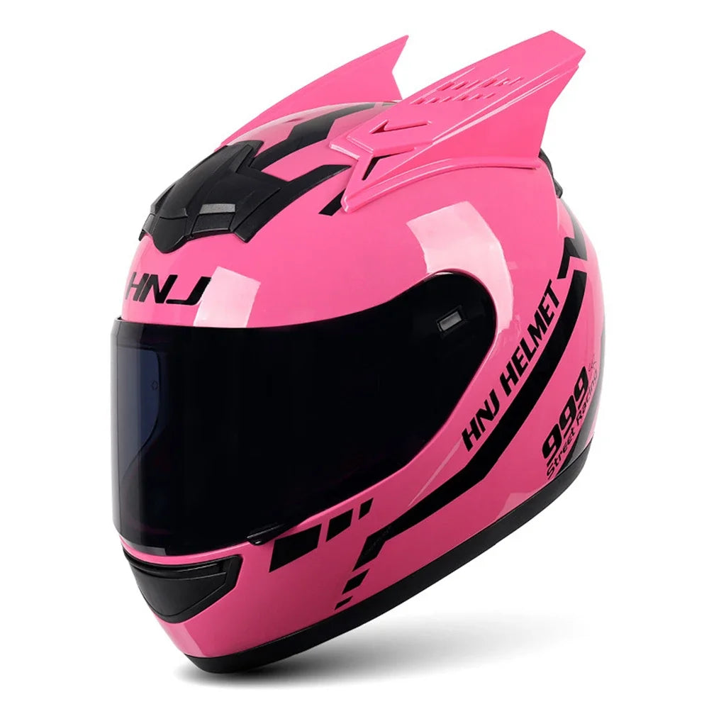 Casque Moto Intégral Oreilles de Chat - Certification DOT Femme Homme