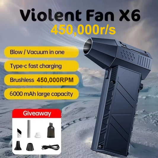 Souffleur d'Air X6 450000 RPM - Aspirateur et Nettoyeur Puissant Sans Fil