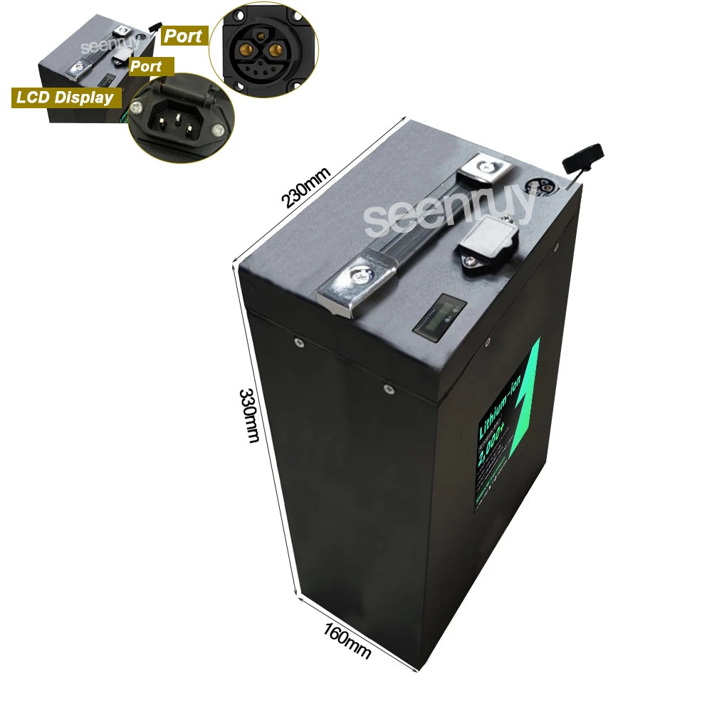 Batterie Lithium 72V 60Ah 3000W - E-Bike Scooter avec Chargeur et BMS 50A Intégrés