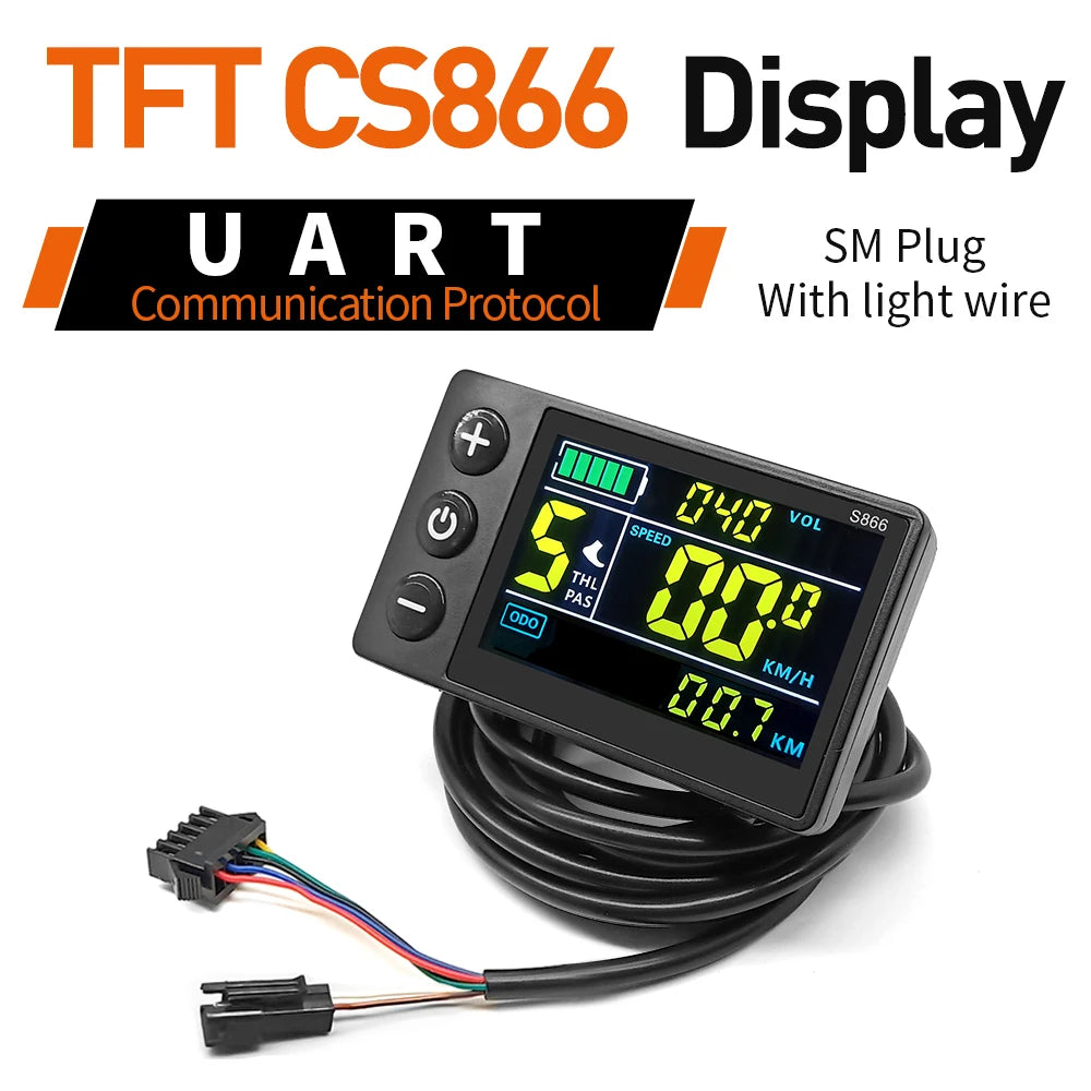 Contrôleur Sinusoïdal pour Vélo Électrique 24V/36V/48V - LCD S866 - 350W-1000W