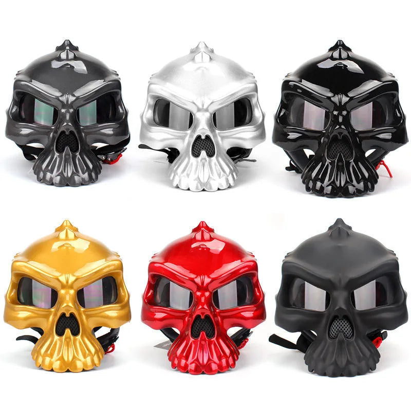 Casque Moto Rétro Demi-Jet Tête de Mort - Style Vintage