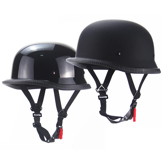 Casque Moto Vintage Demi-Jet Rétro Allemand - Homologué DOT M/L/XL/XXL