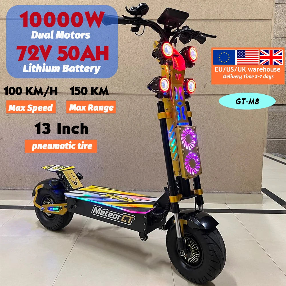 GT-M8 Pro 2026 — Trottinette Électrique Double Moteur 10000W | 72V | Tout-Terrain & Urbain