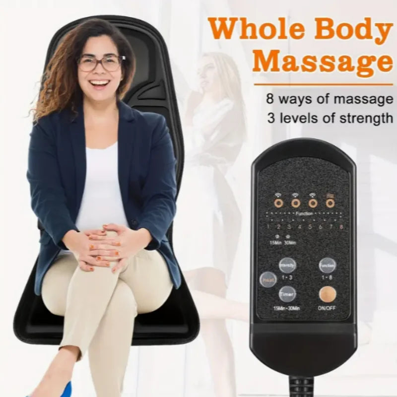 Coussin de Massage Électrique Chauffant - Masseur Cervical et Dorsal 8 Modes pour Siège Auto et Maison