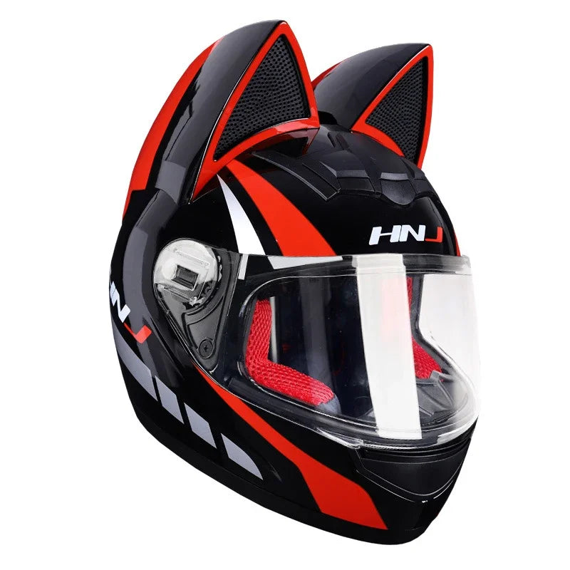 Casque Moto Intégral Oreilles de Chat - Certification DOT Femme Homme