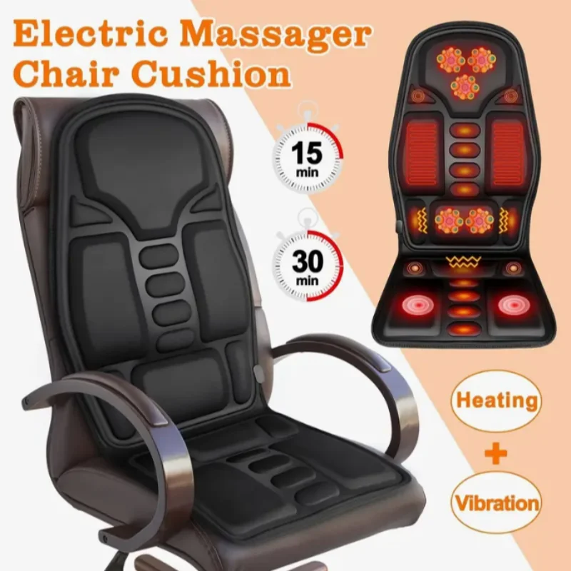 Coussin de Massage Électrique Chauffant - Masseur Cervical et Dorsal 8 Modes pour Siège Auto et Maison