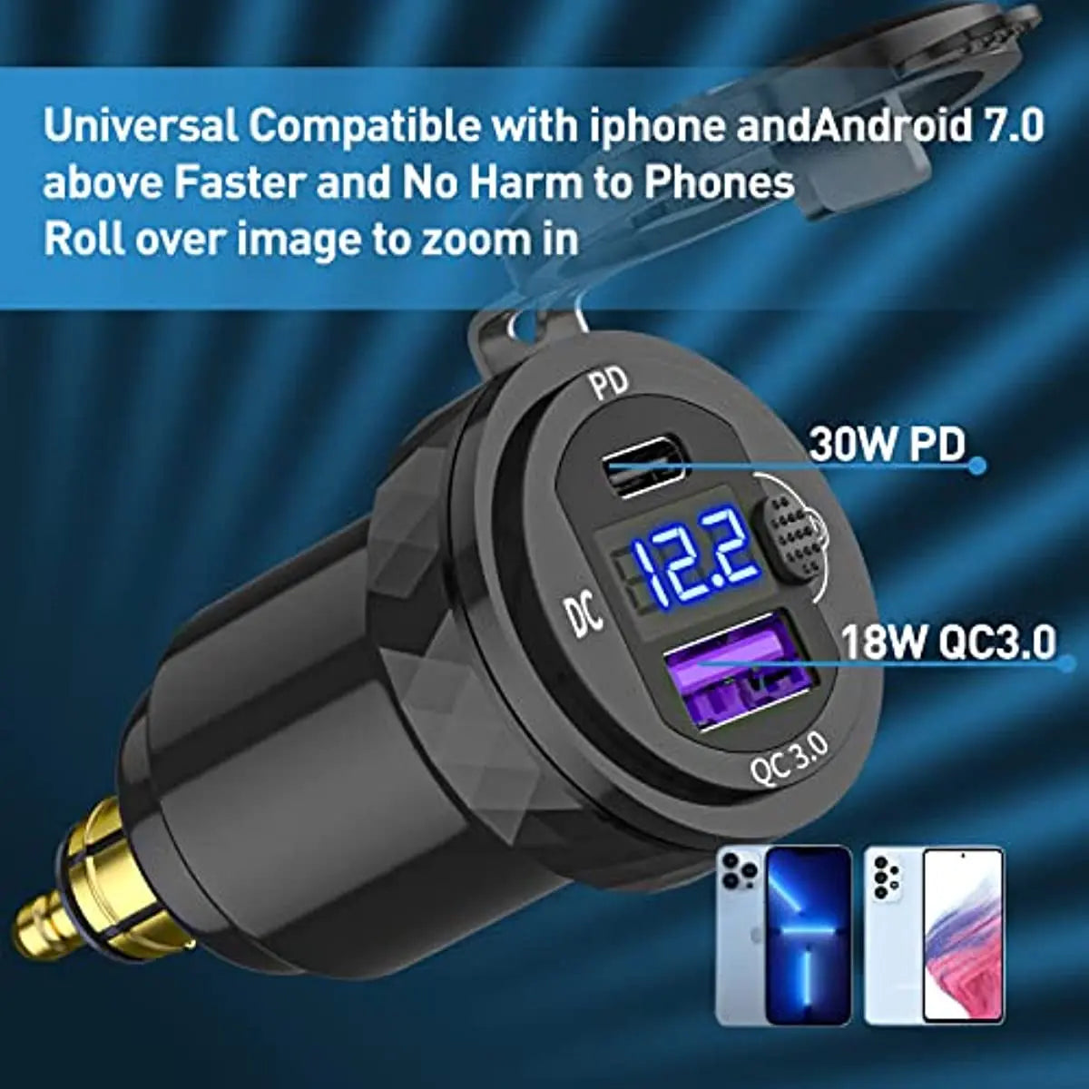 Chargeur USB-C PD 3.0 Prise DIN Hella - Adaptateur Moto BMW Ducati Triumph