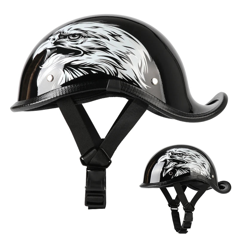 Casque Moto Demi-Jet VGV Rétro avec Lunettes - Scooter & Cruiser