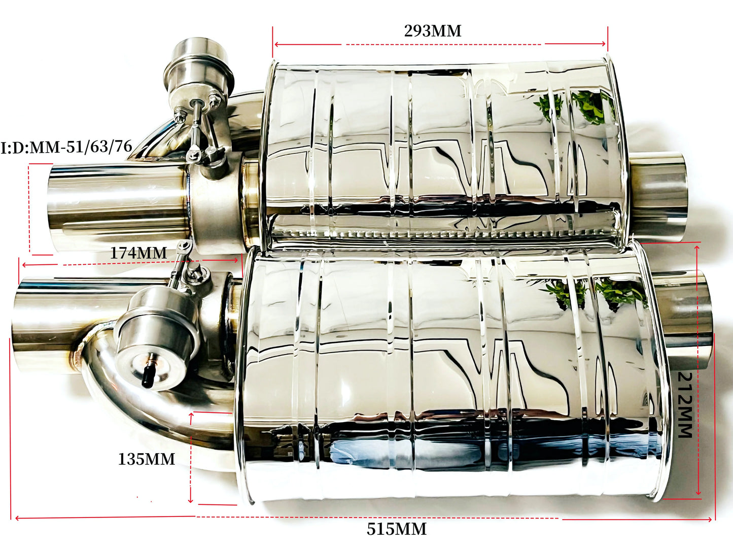 Système d’échappement GM à soupape sous vide – Double commande à distance 51/63/76 mm