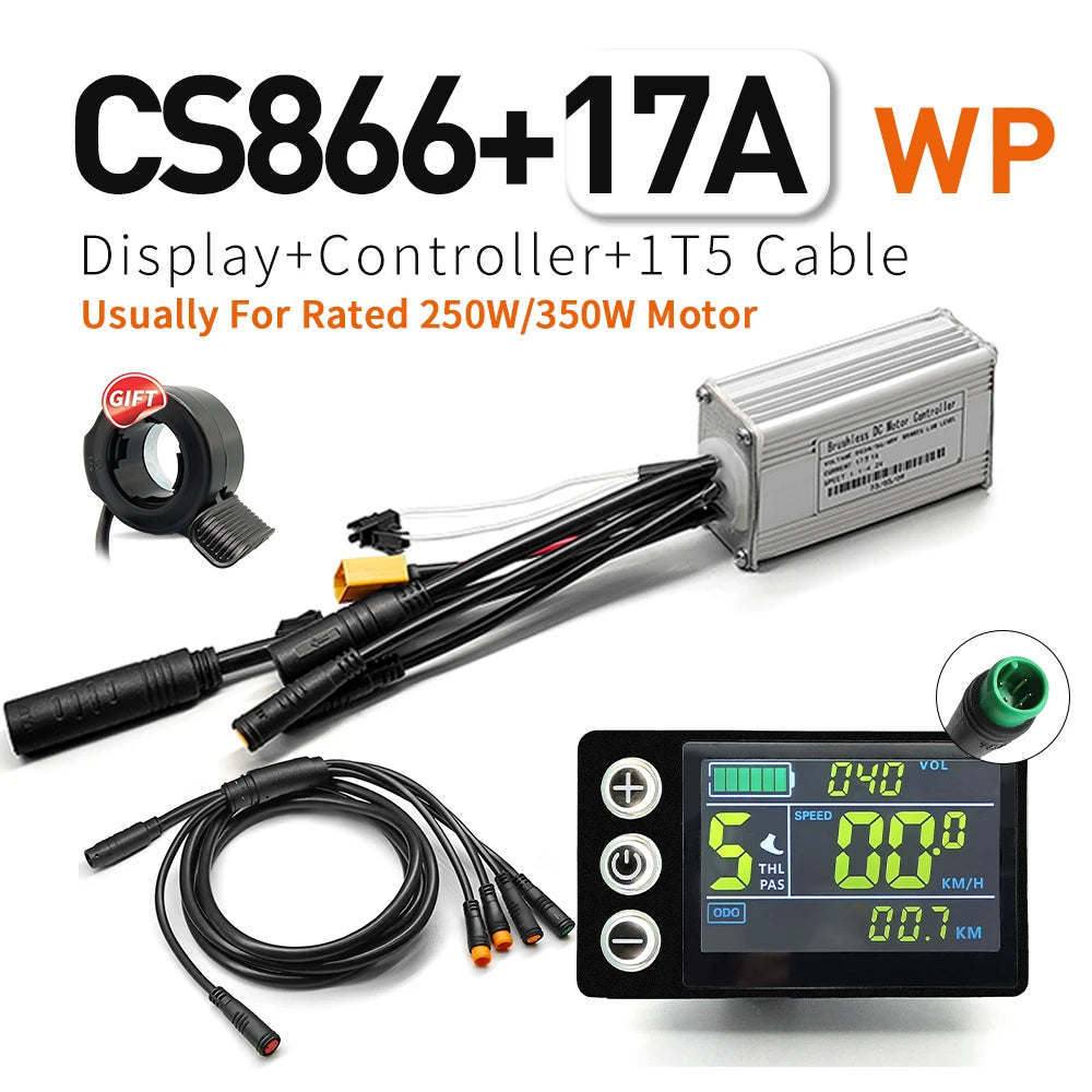 Contrôleur Sinusoïdal pour Vélo Électrique 24V/36V/48V - LCD S866 - 350W-1000W