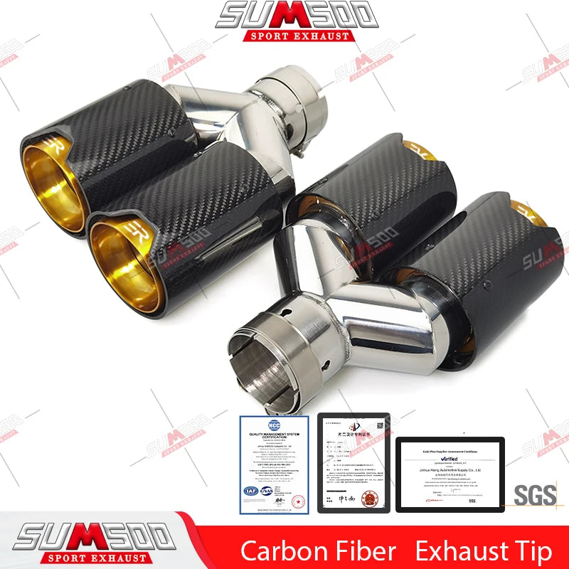 Embout d'Échappement Double Carbone + Inox - Sortie 63/93MM Performance M