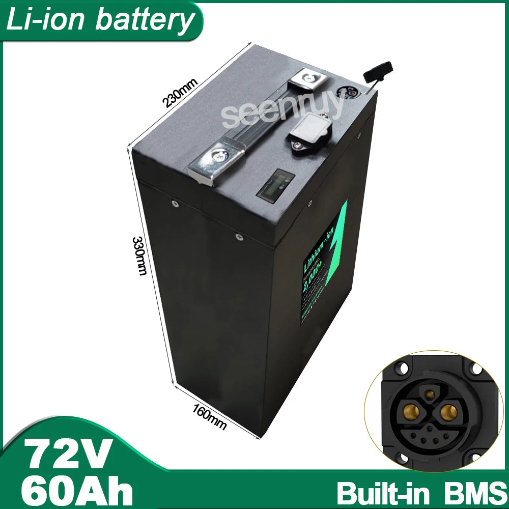 Batterie Lithium 72V 60Ah 3000W - E-Bike Scooter avec Chargeur et BMS 50A Intégrés