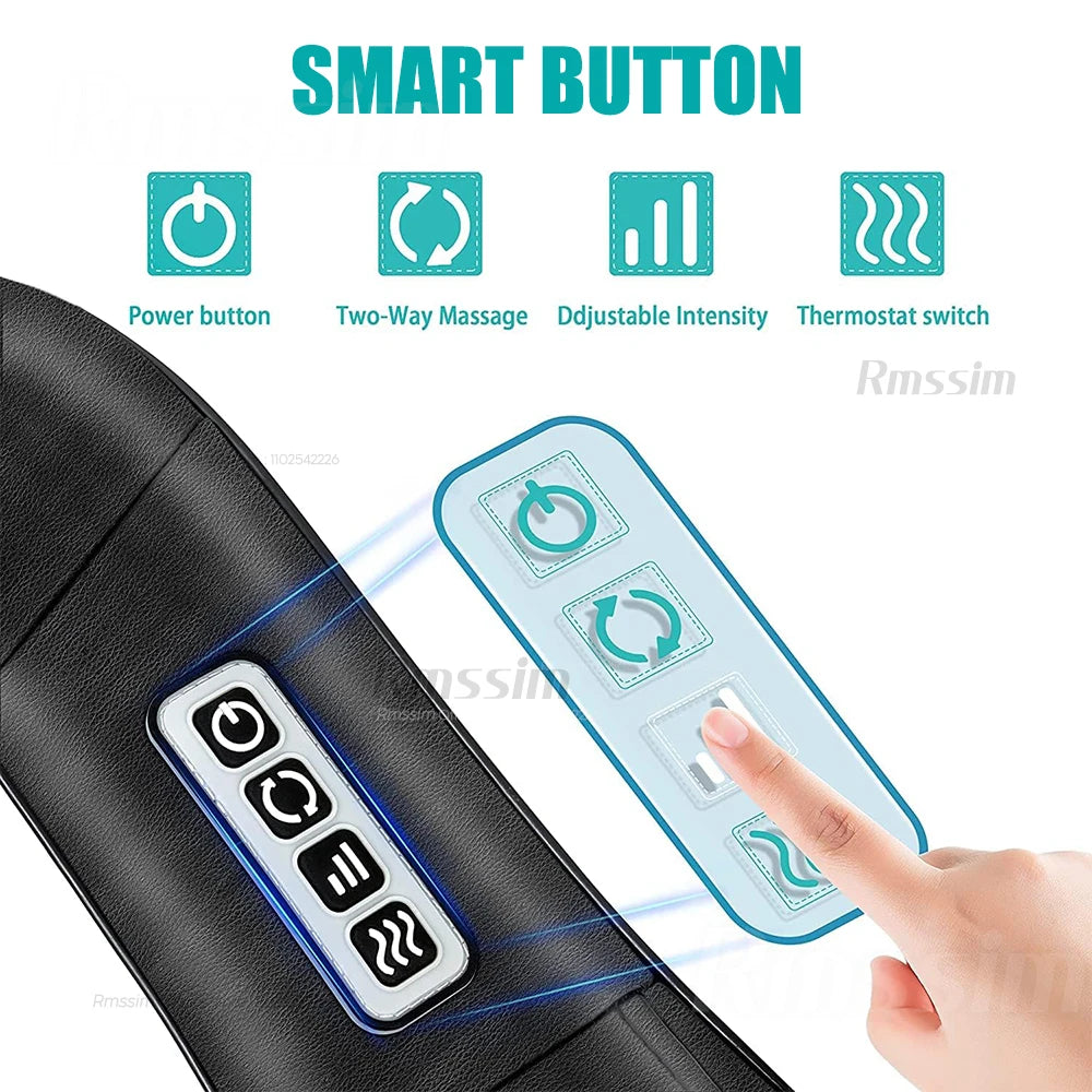 Masseur Cervical Shiatsu Chauffant - Coussin de Massage Électrique pour Nuque, Épaules et Dos