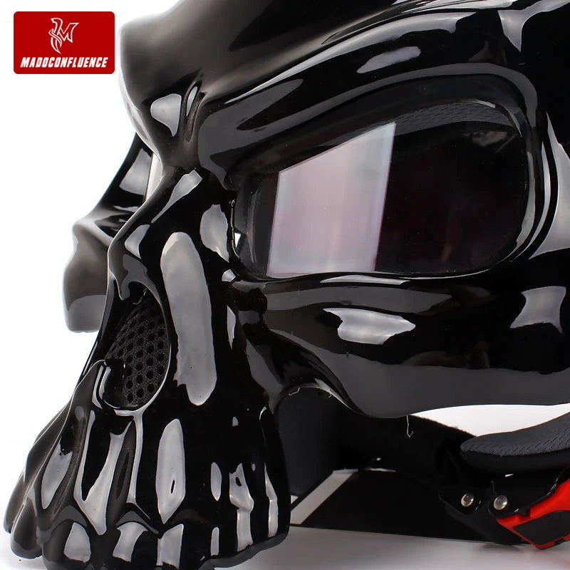 Casque Moto Rétro Demi-Jet Tête de Mort - Style Vintage