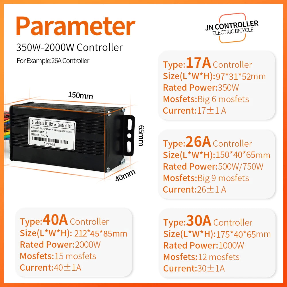 Contrôleur Sinusoïdal pour Vélo Électrique 24V/36V/48V - LCD S866 - 350W-1000W