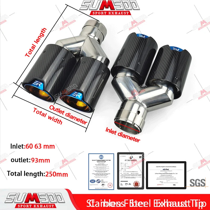 Embouts d'Échappement Double Fibre de Carbone SUMSOO - Universel M Performance