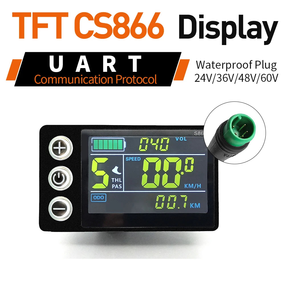 Contrôleur Sinusoïdal pour Vélo Électrique 24V/36V/48V - LCD S866 - 350W-1000W