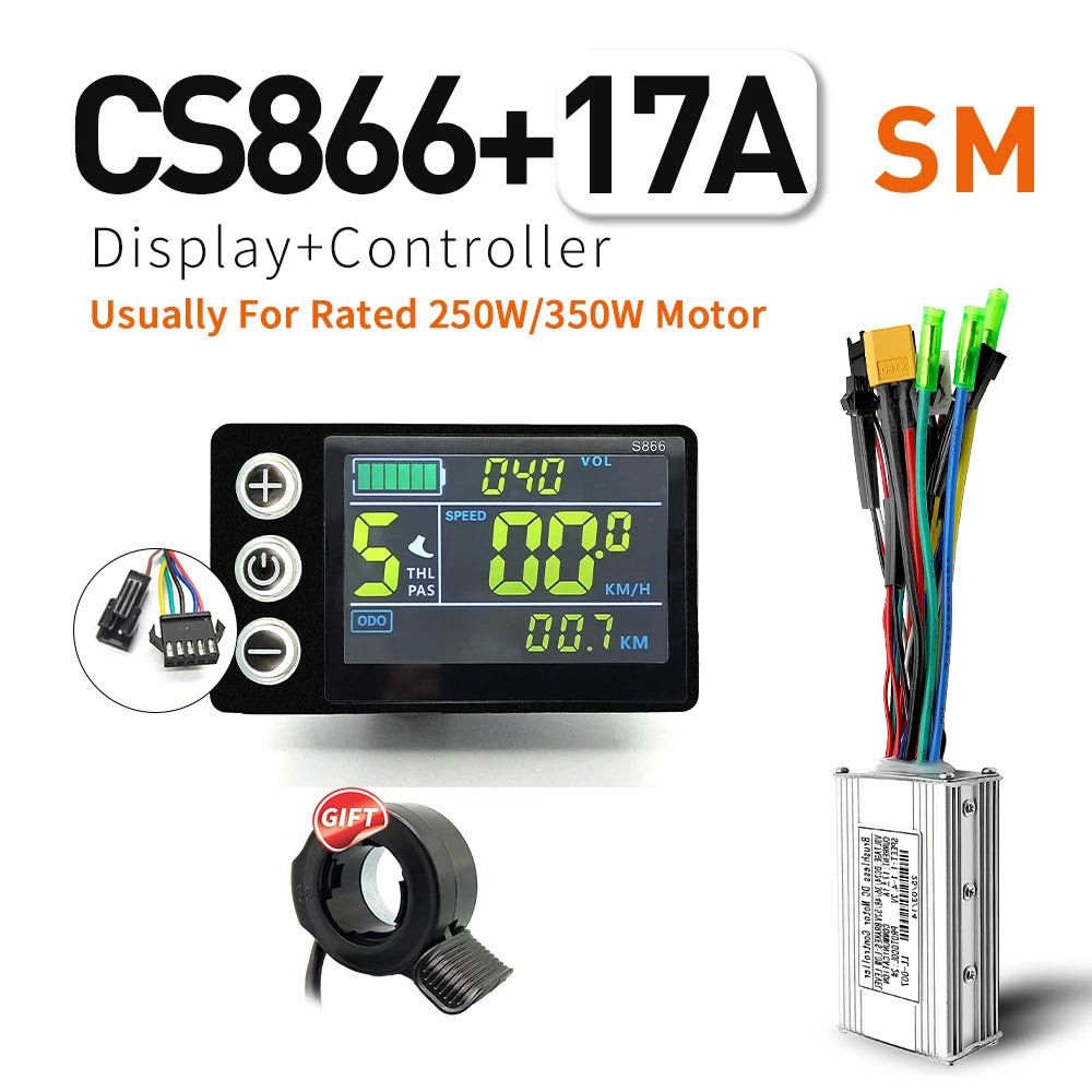 Contrôleur Sinusoïdal pour Vélo Électrique 24V/36V/48V - LCD S866 - 350W-1000W