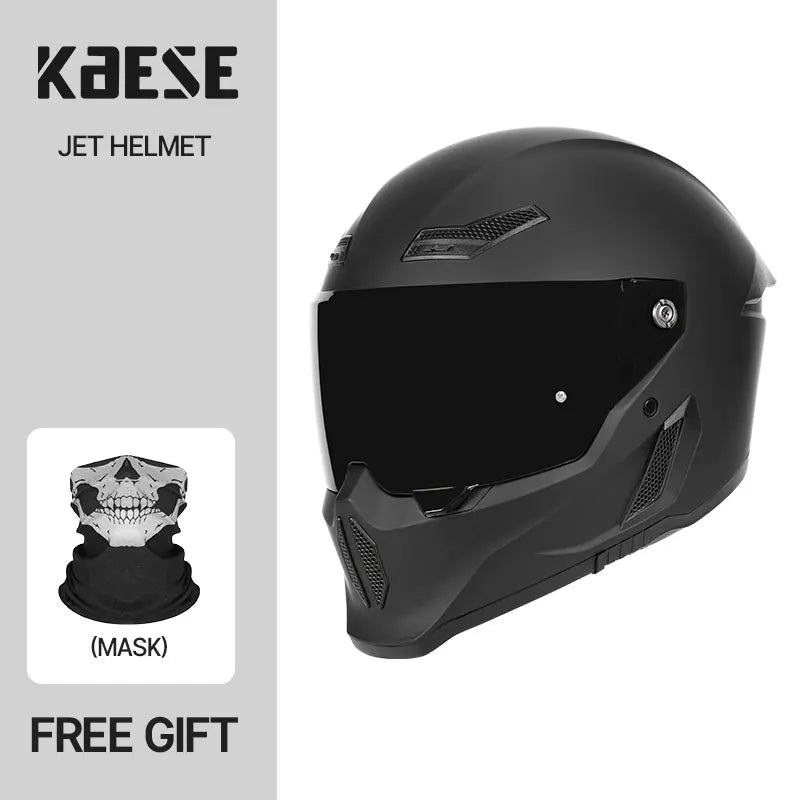 Casque Intégral KAESE Style Rétro - Certifié DOT, Look Open Face avec Sécurité Moderne