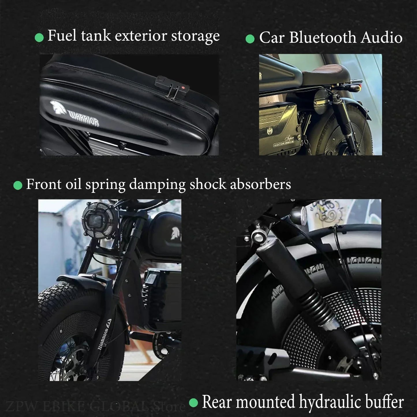 Vélo Électrique Black Warrior 3000W 60V45AH - Fat Tire 20" Freins Hydrauliques